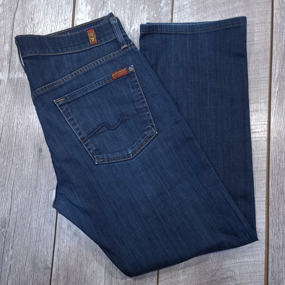 7 For All Mankind Jeans Mens 33x30 Blue Standard Straight Dark Wash Button Fly